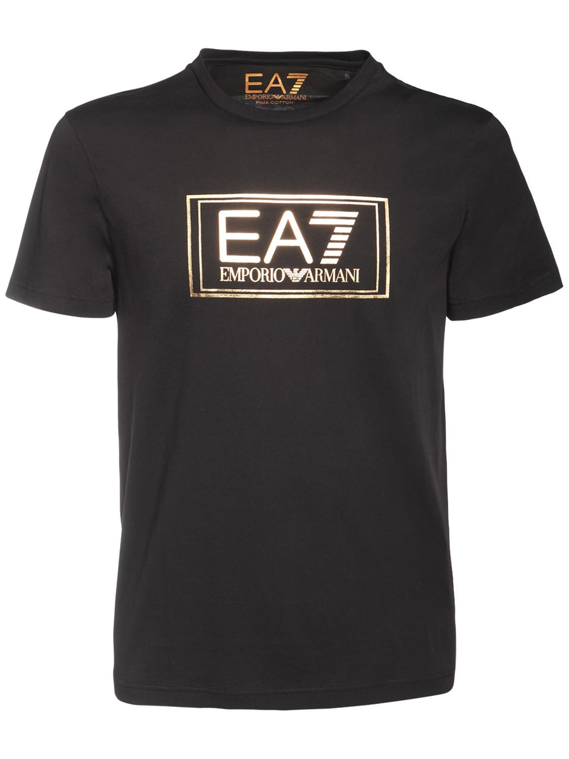 T-shirt En Jersey De Coton Avec Logo - EA7 EMPORIO ARMANI - Modalova