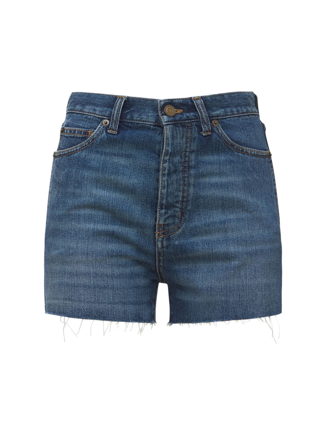 Short a taille haute en laine vierge Saint Laurent en coloris Noir Femme Vêtements Shorts Mini shorts 