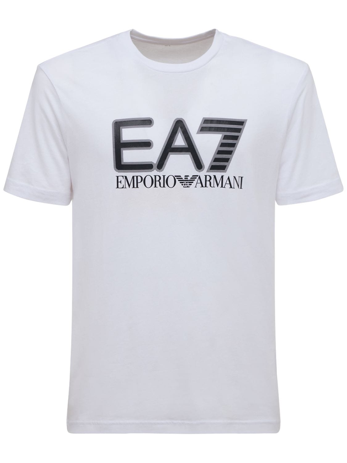 T-shirt En Jersey De Coton Imprimé Logo - EA7 EMPORIO ARMANI - Modalova