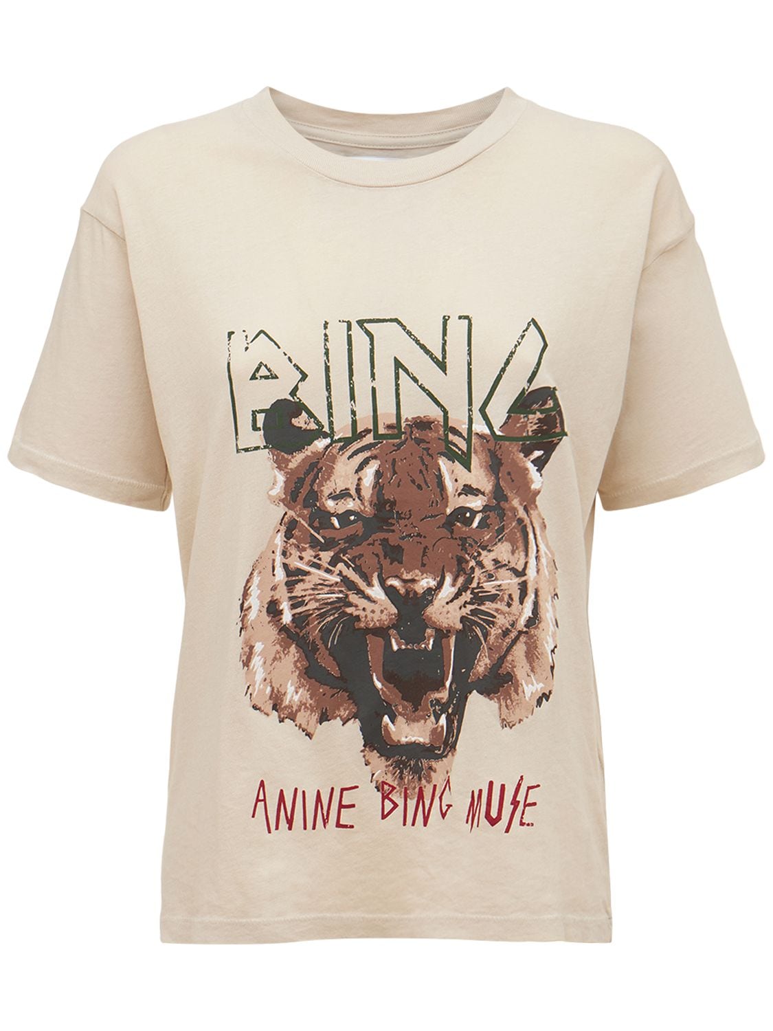 T-shirt En Jersey De Coton Imprimé Tigre - ANINE BING - Modalova