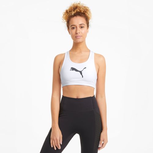 Soutien-gorge de sport moyenne intensité 4Keeps , Blanc/Noir/Logo Chat, Taille S, Vêtements - PUMA - Modalova