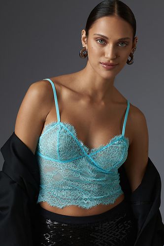 Brassière longue en dentelle transparente à col en V en Blue taille: S chez - Anthropologie - Modalova