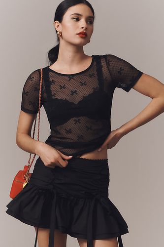 Haut en dentelle à manches courtes en Black taille: XS - By Anthropologie - Modalova