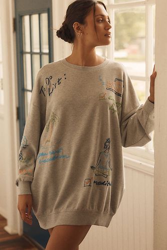 Sweat-shirt brodé à col rond en taille: XS - By Anthropologie - Modalova