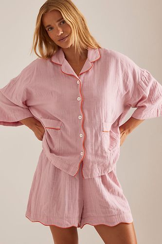 Short Scallop-Trim Pyjama Set en Pink taille: XS chez Anthropologie - TBCo - Modalova