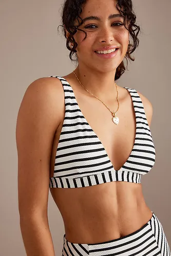 Haut de bikini triangle à rayures Amalfi en Black, taille: Uk 14 chez Anthropologie - bond-eye - Modalova