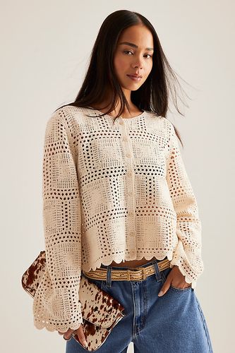 Orella Open Weave Knit Cardigan en Beige taille: XS chez Anthropologie - Object - Modalova