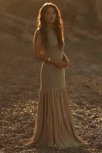 Robe longue en maille métallique à taille basse en taille: M chez Anthropologie - Celandine - Modalova