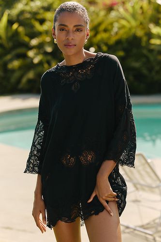 Robe t-shirt mini en lin et dentelle en taille: XS chez Anthropologie - Celandine - Modalova