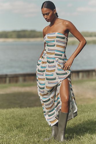 Robe longue en lin à taille basse sans bretelles en taille: 2XS chez Anthropologie - Celandine - Modalova