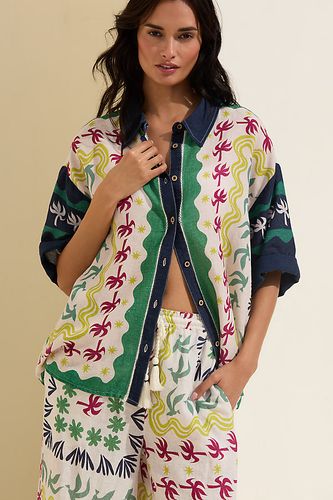 Daniella Manini x Linen-Blend Short-Sleeve Buttondown Shirt taille: XS chez Anthropologie - Celandine - Modalova