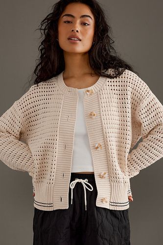 Cardigan ouvert décontracté à mailles ajourées en Beige taille: L chez Anthropologie - Varley - Modalova