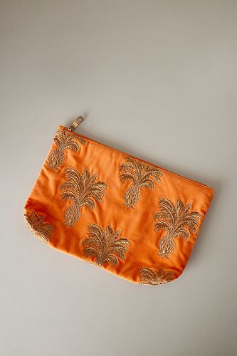 Trousse à maquillage ornée d'ananas brodés en Orange, chez Anthropologie - Elizabeth Scarlett - Modalova