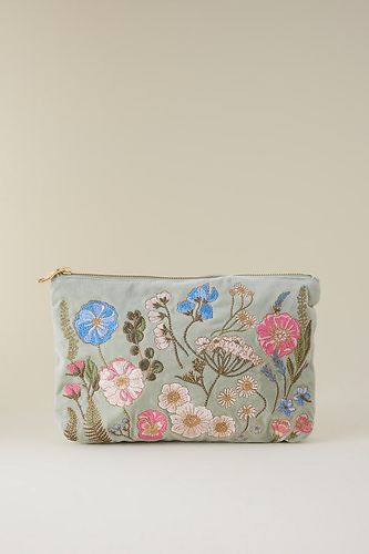 Pochette en Velours Brodé Fleurs Pressées chez Anthropologie - Elizabeth Scarlett - Modalova