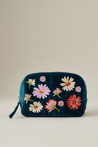 Trousse de maquillage en velours à fleurs sauvages en Blue chez Anthropologie - Elizabeth Scarlett - Modalova