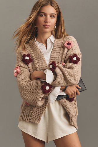 Chunky 3D Floral Knit Cardigan - By Anthropologie - Modalova