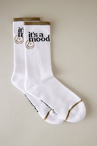 Chaussettes au mollet en coton bio avec slogan It's a Mood en Brown chez Anthropologie - Soxygen - Modalova