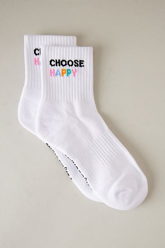 Chaussettes au mollet en coton bio avec slogan Choose Happy chez Anthropologie - Soxygen - Modalova