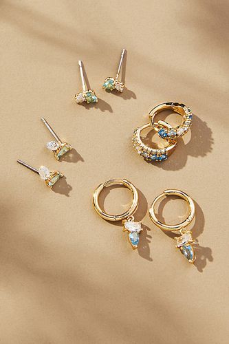 Lot de 4 paires de boucles d'oreilles en plaqué or et pierres porte-bonheur par en Blue - Par Anthropologie - Modalova