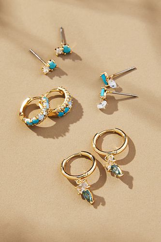 Lot de 4 paires de boucles d'oreilles en plaqué or et pierres porte-bonheur par en - By Anthropologie - Modalova