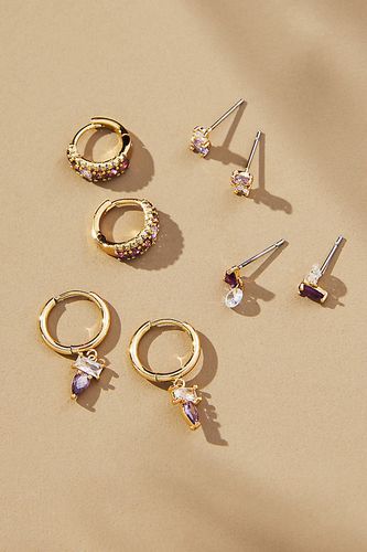 Lot de 4 paires de boucles d'oreilles en plaqué or et pierres porte-bonheur par en - By Anthropologie - Modalova