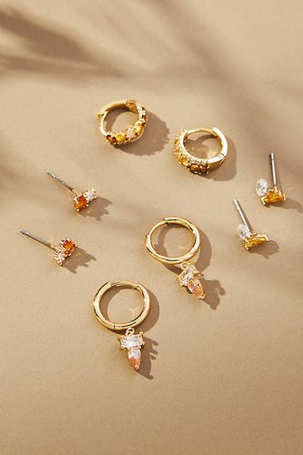 Lot de 4 paires de boucles d'oreilles en plaqué or et pierres porte-bonheur par en Yellow - Par Anthropologie - Modalova