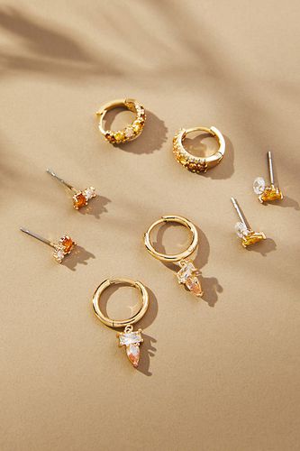 Lot de 4 paires de boucles d'oreilles en plaqué or et pierres porte-bonheur par en - Par Anthropologie - Modalova