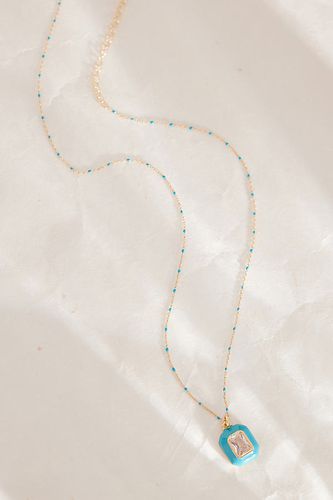 Collier plaqué or avec pendentif carré en cristal coloré chez - Anthropologie - Modalova