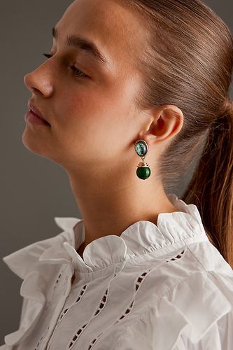 Boucles d'oreilles pendantes ovales en pierre d'agate verte par - By Anthropologie - Modalova