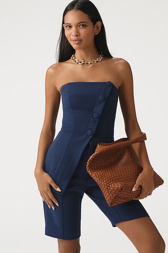 Strapless Asymmetrical Buttoned Tailored Blouse en Blue taille: XS chez Anthropologie - Maeve - Modalova