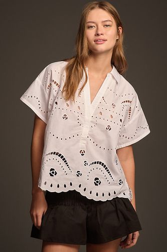 Blouse à manches courtes et boîte à aillets popover en White, taille: S chez Anthropologie - Maeve - Modalova