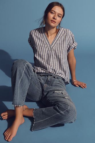Linen Henley Surf Shirt en Blue taille: XS chez Anthropologie - Pilcro - Modalova