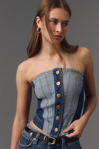 Haut corset en denim sans bretelles en Blue, taille: M chez Anthropologie - Pilcro - Modalova