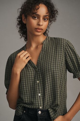 Haut Chemisier Manches Bouffantes Mélange Lin en Green taille: XS chez Anthropologie - Cloth & Stone - Modalova