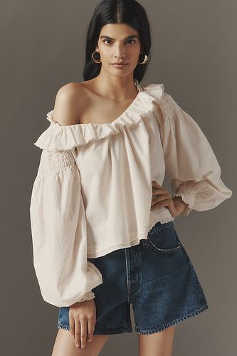 Ruffled V-Neck Blouse en White taille: XS - By Anthropologie - Modalova