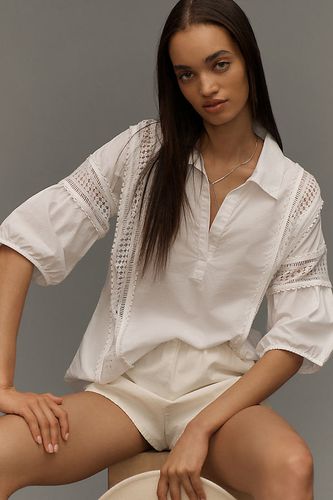 Blouse en dentelle à manches bouffantes par Anthropologie par en White, taille: L - By Anthropologie - Modalova