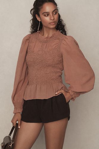 Par Anthropologie Blouse Peplum Smockée Manches-Ballon par en Brown taille: S - By Anthropologie - Modalova