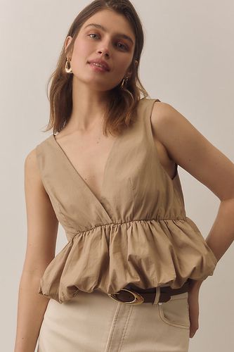 Haut à ourlet boule et décolleté plongeant en Beige taille: L chez Anthropologie - Maeve - Modalova