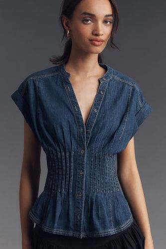 Chemisier Corset Plissé Manches Courtes en Blue taille: M chez Anthropologie - Pilcro - Modalova