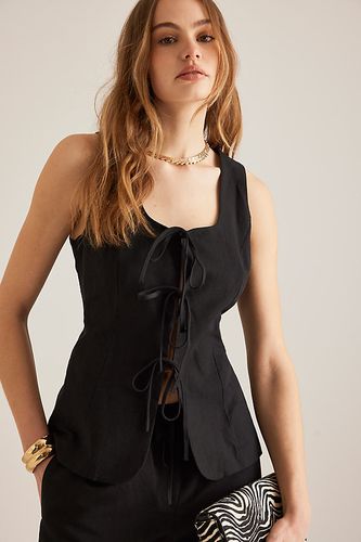 Lupin Tie-Front Linen Top en Black taille: Uk 8 chez Anthropologie - ALIGNE - Modalova