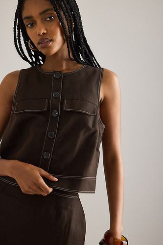 Haut en lin sans manches à boutons en Brown taille: Uk 6 chez Anthropologie - ALIGNE - Modalova