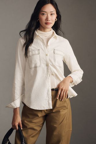 Chemise en lin à boutons et coutures contrastées en taille: XS chez Anthropologie - Maeve - Modalova