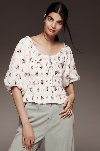 Puff-Sleeve Smocked Floral Print Blouse en taille: XS - By Anthropologie - Modalova