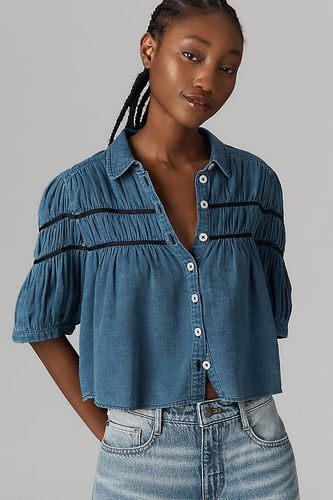 Le Chemisier Leandra à Empiècement Froncé par : Édition Denim en Blue taille: 1 X chez Anthropologie - Maeve - Modalova