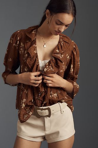 Ruffled Pin-Tuck Button-Front Blouse taille: XS - By Anthropologie - Modalova