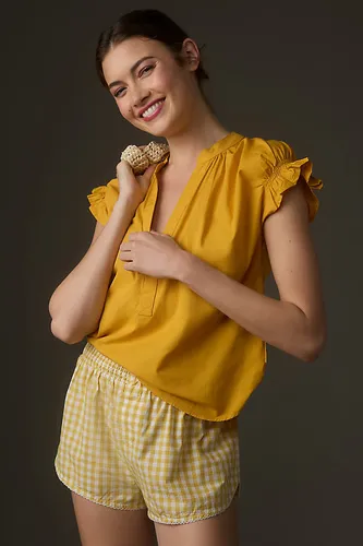 Chemisier à col boutonné et manches flottantes Tatum de en Yellow taille: XS chez Anthropologie - Pilcro - Modalova