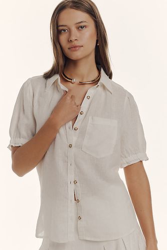 The Aly Puff-Sleeve Blouse by : Linen Edition en White taille: XS chez Anthropologie - Pilcro - Modalova