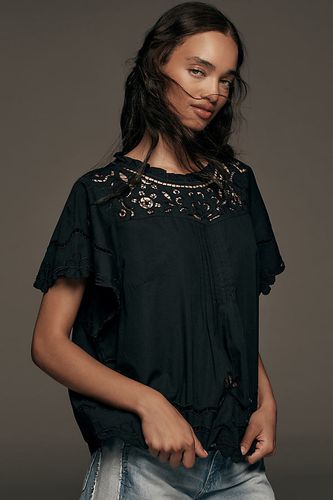 Par Anthropologie Blouse à Manches Courtes et Empiècement en Dentelle Ajourée par en Black taille: M - By Anthropologie - Modalova