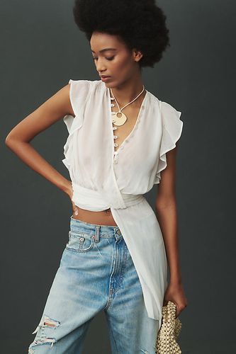 Chemisier à volant asymétrique en White, taille: M - Par Anthropologie - Modalova