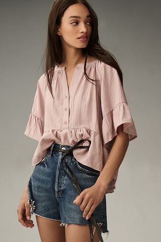 Short-Sleeve Peplum Swing Top en Purple, taille: M - By Anthropologie - Modalova